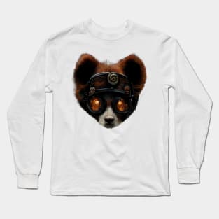 Steampunk Red Panda Orange Goggles No Shadow Long Sleeve T-Shirt